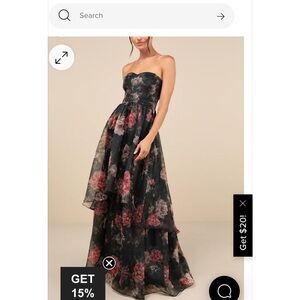 Strapless Floral Gown